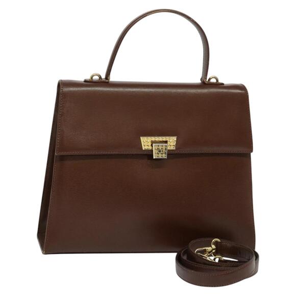 DIOR Hand Bag Leather Brown Gold - Picture 1 of 12